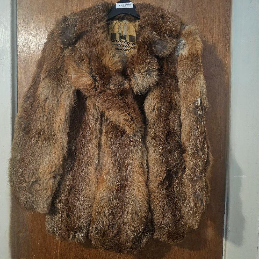 Craft Cutter Real Genuine Red Fox Fur Coat With Original Vintage Lining